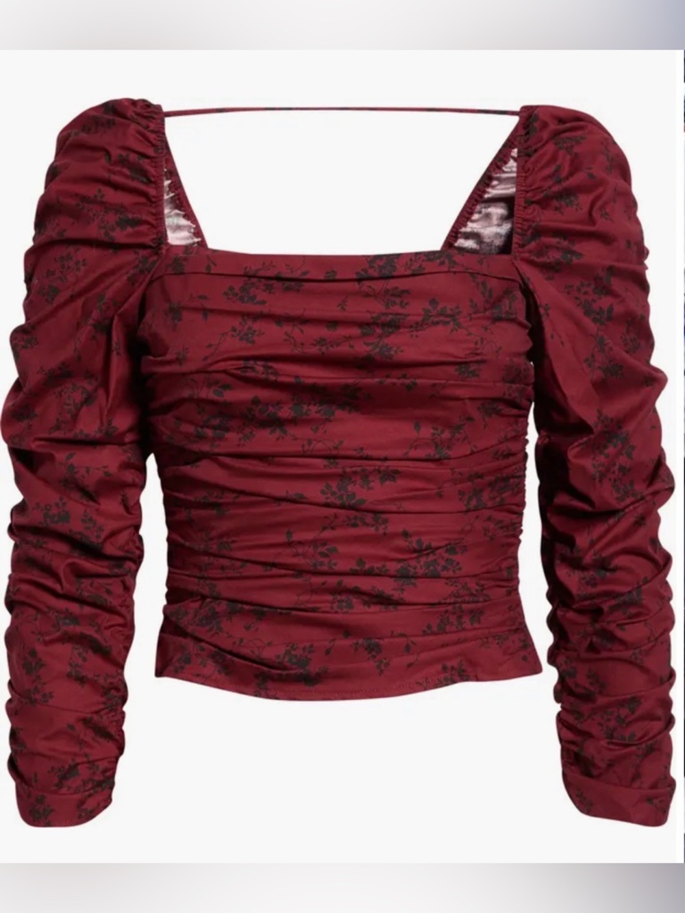Joi Floral Ruched Square Neck Blouse size 6